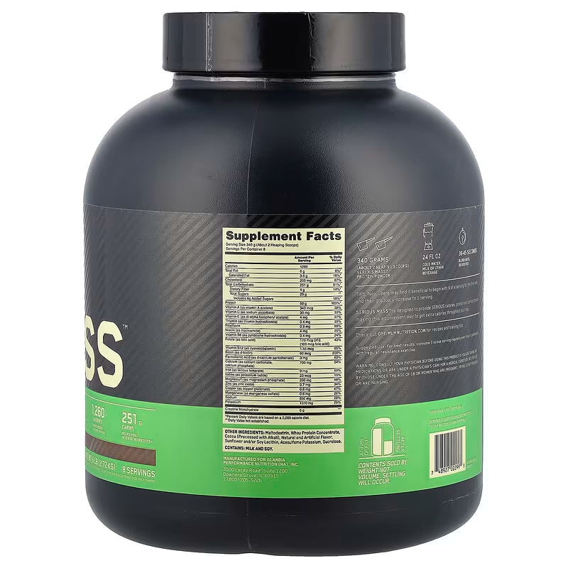 Optimum Nutrition Serious Mass Chocolate – 6LB Mass Gainer