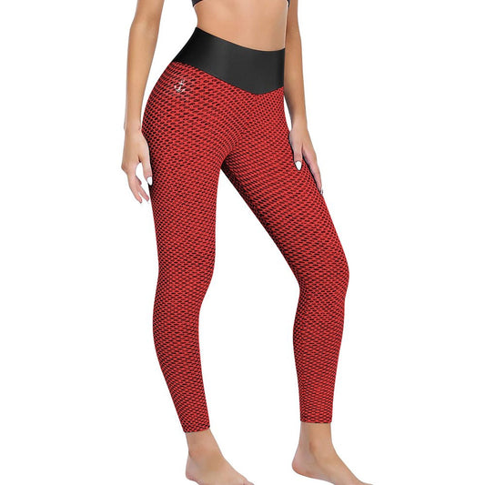 Custom Printed Honeycomb Textured Yoga Pants for Women (All-Over Printing)